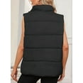 thumbnail image 4 of Puffer Vest for Female'S Outerwear Vests Puffy Oversized Quilted Vest Tops Jackets Coat with Pockets Black M, 4 of 8