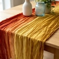 thumbnail image 5 of Party Runner,Gradient Crinkle Sheer Gauze Long Table Cover With Multi Tone Color Options,Reception Cake Mat Used For Bohemian Wedding Classroom Event Decor, 5 of 7