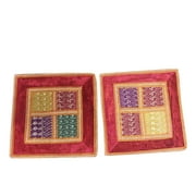 Mogul Decorative Throw Cushion Cover Patchwork Embroidered Red Handmade Pillow Cover 16x16