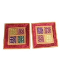 Mogul Decorative Throw Cushion Cover Patchwork Embroidered Red Handmade Pillow Cover 16x16