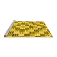 thumbnail image 2 of Ahgly Company Machine Washable Indoor Round Checkered Yellow Modern Area Rugs, 3' Round, 2 of 4