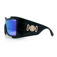 thumbnail image 6 of Super Loud Showy XL Oversized Thick Temple Wrap Shield Plastic Sunglasses [Black - Blue Mirror], 6 of 8