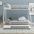thumbnail image 3 of Twin Over Full Bunk Beds with Trundle Bed,Heavy Duty Metal Bed Frame with Sturdy Steel Frame,Triple Bunk Bed with Safety Guard Rails and Two-Side Ladders for Boys Girls Adults,White, 3 of 7