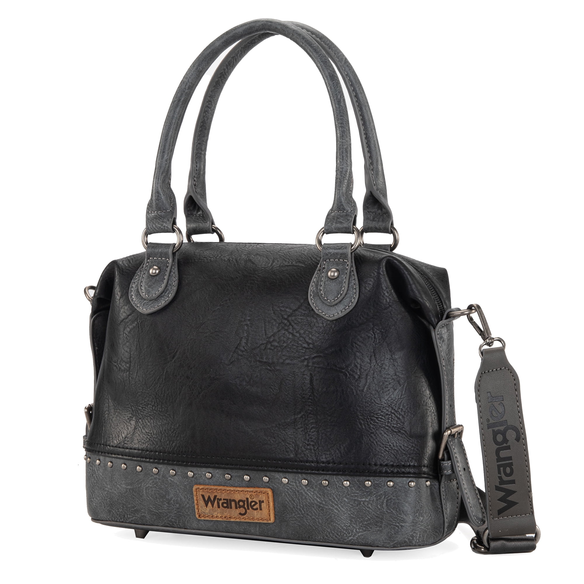 Wrangler Small Doctor Bag for Women Vintage Satchel Bag Western Handbags with Wide Strap, Black
