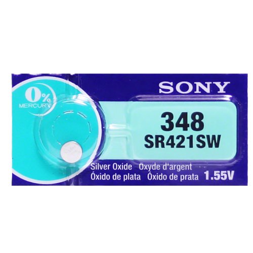 Sony 348 (SR421SW) 1.55V Silver Oxide 0%Hg Mercury Free Watch Battery ...