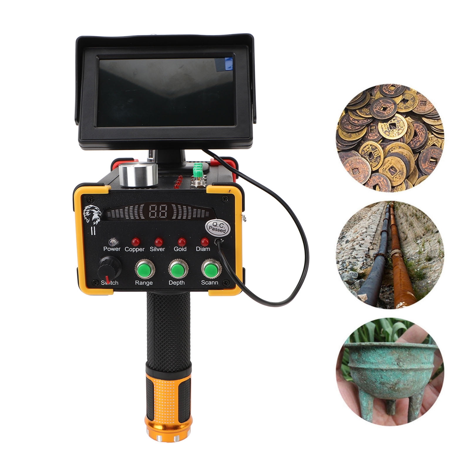 Metal Detector 15m Depth 1000 Meters Underground Scanner High Accuracy Gold Silver Copper Locator with Display Screen US Plug 100‑240V