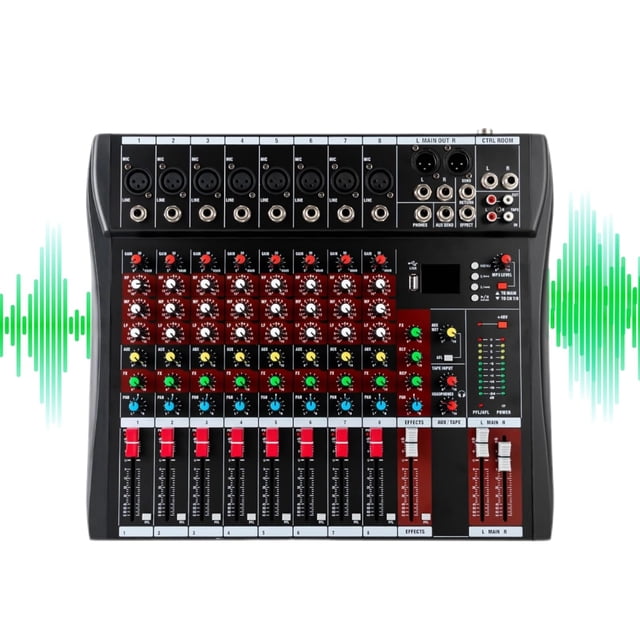 Mezclador de audio para DJ KeruRome de 8 canales con entrada USB MP3 Bluetooth
