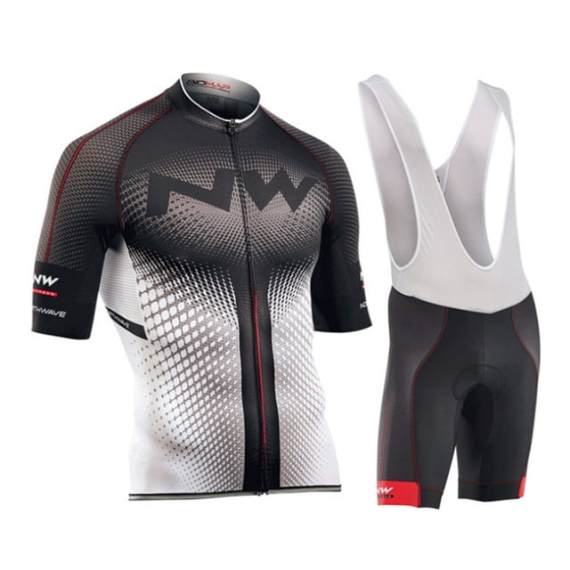 Men's Quick-Dry Cycling Jersey Set Road Bike Bicycle Shirt + Bib Shorts with 9D Gel Padded MTB Riding Clothing kit