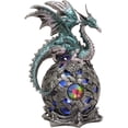 thumbnail image 2 of Ebros Dragon Perching On Color Changing LED Orb Night Light Statue (Aqua Blue), 2 of 8