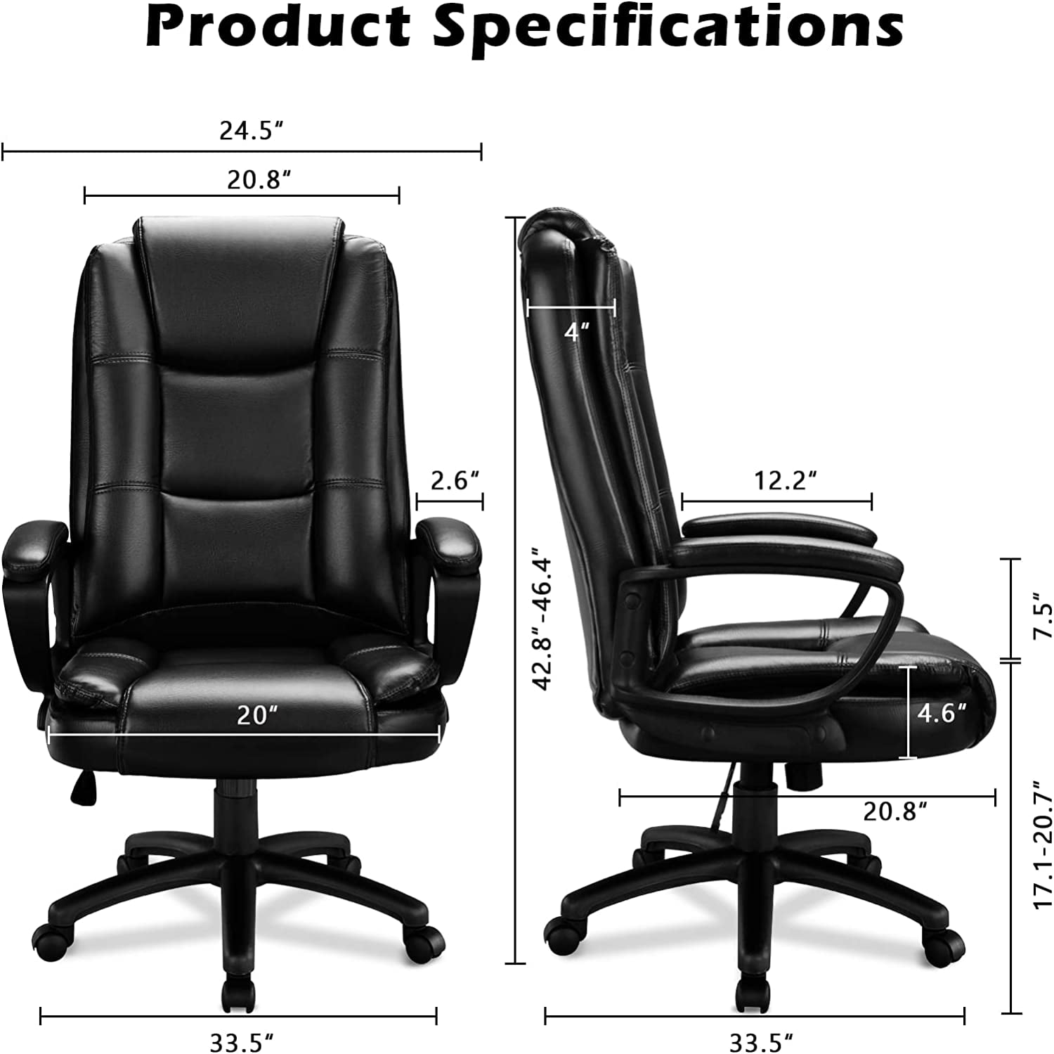 LMIKAF Ergonomic Office Chair with Footrest Support, High Back Desk Chair  with 5D Padded Armrest, Lumbar Support, Thick Seat Cushion and Adjustable