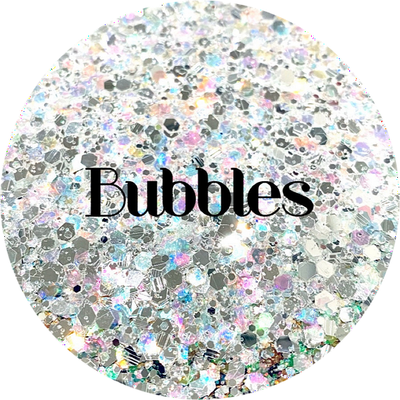 Glitter Heart Co. Glitter - High Quality Polyester Glitter - Bubbles - Opal and Silver Chunky Mix – 1 oz Bag