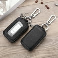 thumbnail image 2 of Pebbuoy Faux Leather Car Key Case Clear Window Keyring Chain Metal Hook Portable Remote Key Fob Holder Zipper Bag Protector Pouch Wallet, 2 of 6