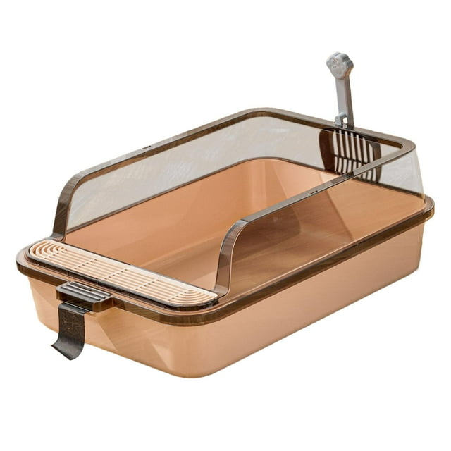 Yinanstore Bac à Litière pour Chat Bac à Litière pour Chat Ouvert Bac à Sable pour Chat Bac à Sable Robuste Toilette pour Chat Bac à Litière pour Chat d'Intérieur Chatons Brun