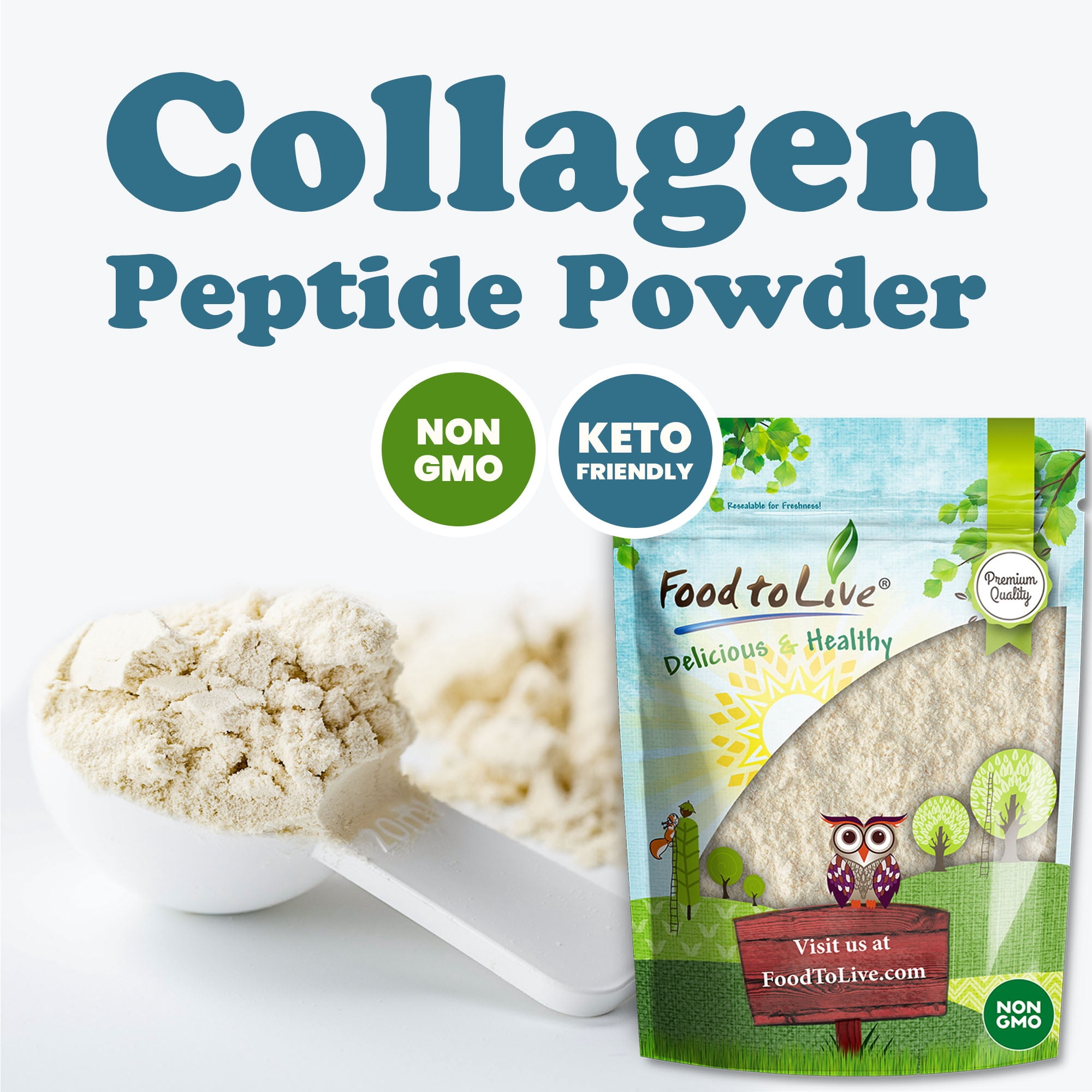 Collagen Peptide Powder, 1 Pound – Non-GMO, Keto Friendly, Bulk – by Food to Live