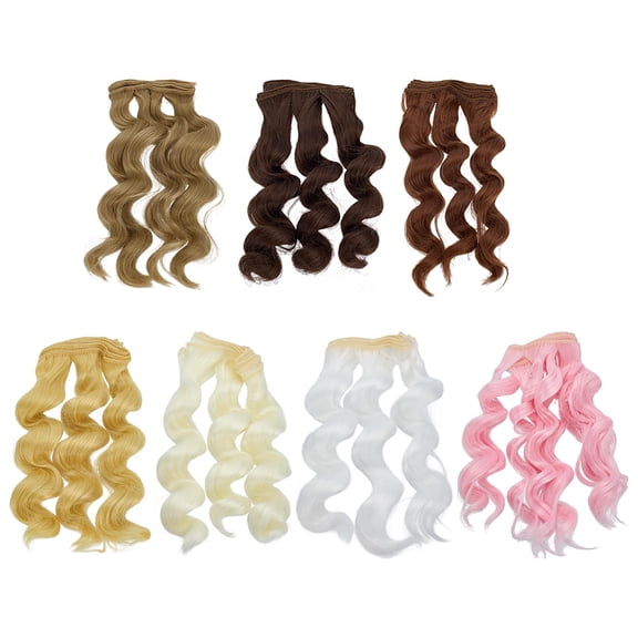 7 Colors Curly Hair Wigs 7Pcs High Temperature Fiber Hair Extension Accessories Mixed Color DIY Crafts for Dolls Hair Making Kit DIY Handmade Arts Supplies for Women Lady DIY