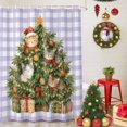 thumbnail image 5 of 60x72 Inch Shower Curtains for Bathroom, Christmas Trees Fabric Bath Curtain Decor, Winter Xmas Balls Cute Cat Purple Plaid Waterproof Restroom Curtains Shower Set Accessories with 12 Hooks 60 Inch, 5 of 8