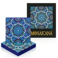 thumbnail image 2 of MOSAICANA Coasters for Drinks - Set of 4 Coasters, Silicone, Protect Against Water Marks or Damage - Fit All Cups, 3.5" Inch Size Fits, Colored Coasters (Blue Morocco), 2 of 7