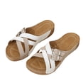 thumbnail image 2 of HNMKIU Women Sandals Casual Strap Slide Style Open Toe Design Comfortable Slippers for Women Indoor Outdoor Relaxation Lightweight Summer Shoes Beige,6, 2 of 8