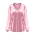 thumbnail image 3 of Duojiaj Women's Fashionable And Elegant V Neck Lace Trimmed Long Sleeved Velvet T Shirt Top Women's Blouses, 3 of 3