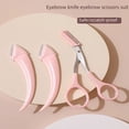 thumbnail image 4 of Crescent eyebrow trimming knife with eyebrow scissors comb macro blade special shaving knife eyebrow trimming beauty makeup tools-Pink-1pcs, 4 of 6