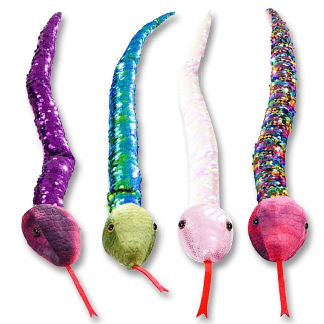 Juego de 4 lentejuelas con forma de serpiente de peluche ArtCreativity para niños, 66 cm
