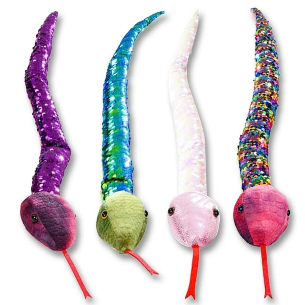 Juego de 4 lentejuelas con forma de serpiente de peluche ArtCreativity para niños, 66 cm