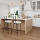 thumbnail image 3 of Set of 2 blanca moderno forrado bar stools: counter height con round seat, back y footrest para kitchen island, dining room o pub, 3 of 8