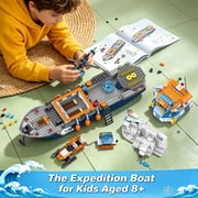 482PCS Arctic Icebreaker Ship Building Blocks Set with Helicopter, Boat & Polar Bear, Ocean Adventure STEM Construction Toy for Kids Boys Ages 6-12