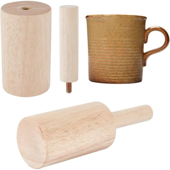 Wood Cup Molds Cup Anvil Porcelain Ceramic Clay Cup Shaping Tool PapayaWhip 22x7cm