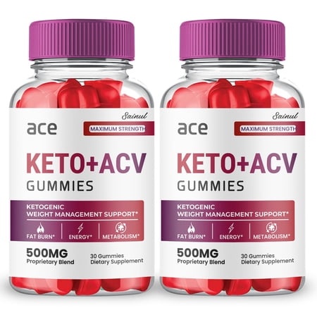Ace Keto ACV Gummies, Maximum Strength for Weight Management, Apple Cider Vinegar, 2 Month Supply Dietary Supplement (2 Pack)