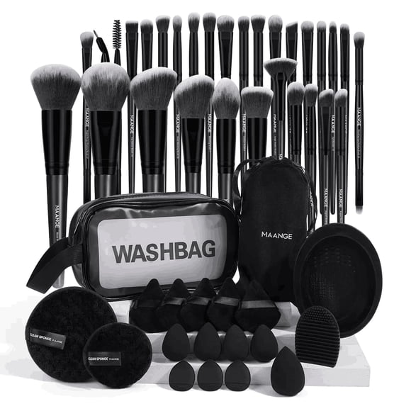 Brochas de maquillaje MAANGE, 49 unidades, kit de maquillaje con bolsa y batidora