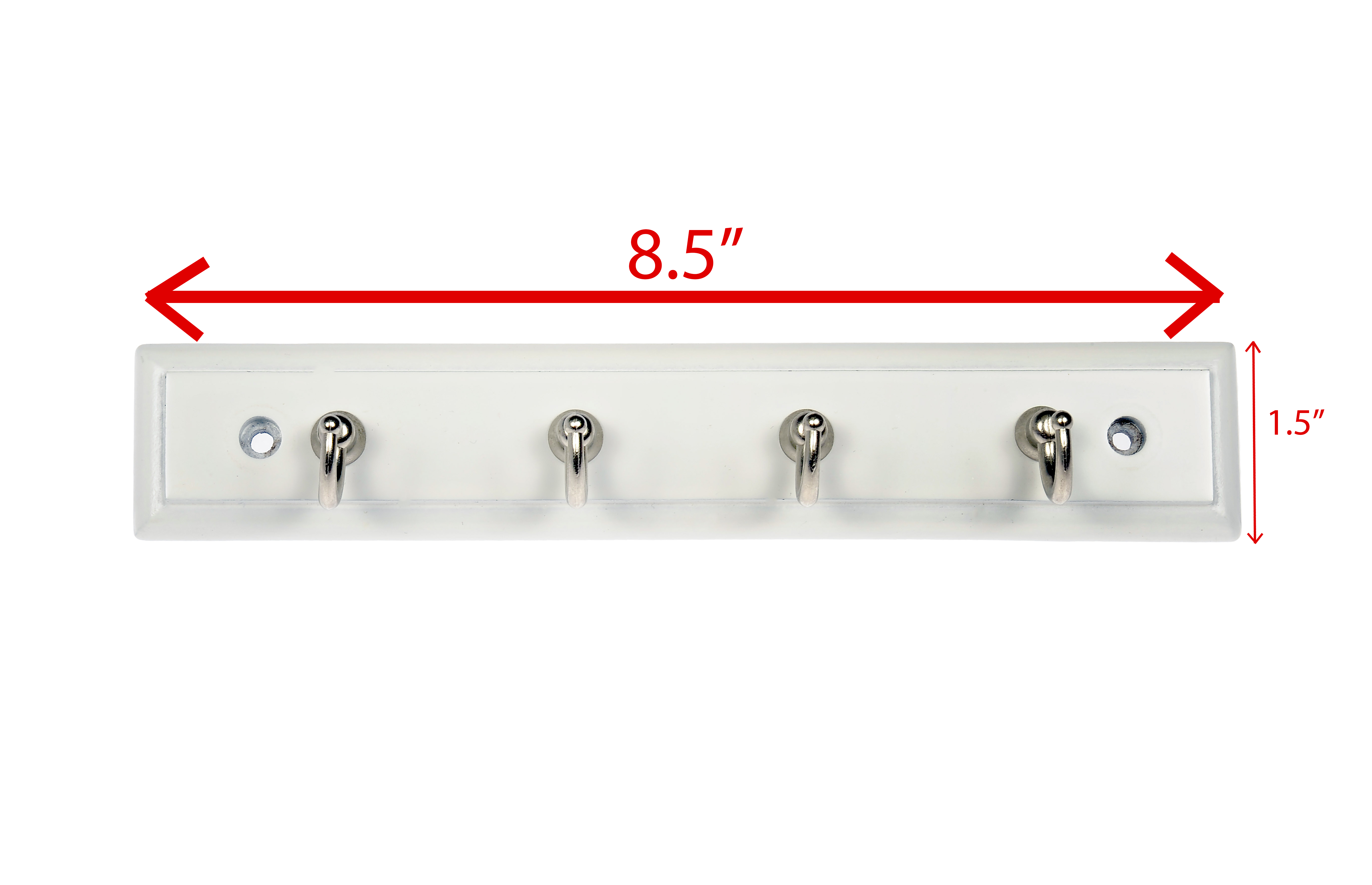 Mainstays, 8.75 Inch Key Rack, With 4 Hooks, White, Mounting Hardware Included, 2 lbs. Working Capacity - image 3 of 8