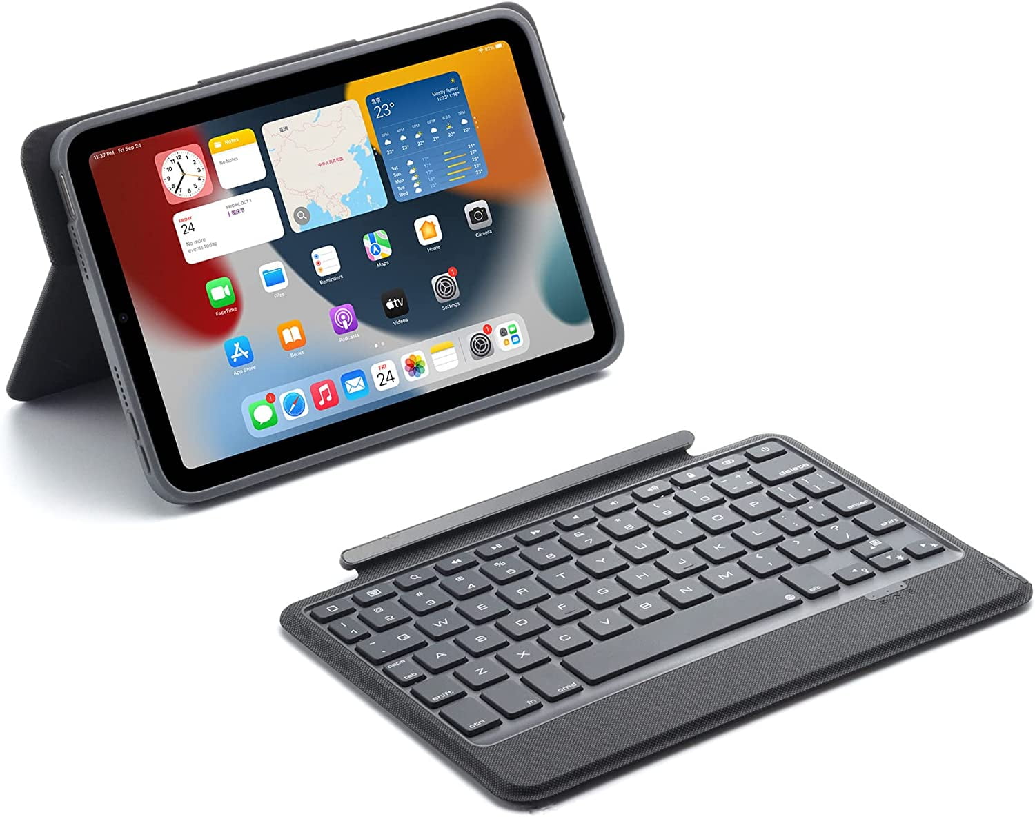 HOU iPad Mini 6 (8.3-inch) Keyboard Case, Ultra Slim Folio Type of  Keyboard, Power Display, Magnetic Protective Cover Support iPad Mini 6th  Generation