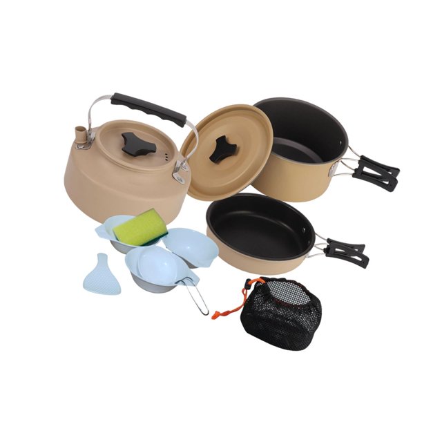 VONKY Ensemble de Cuisine de Camping pour 3-4 Personnes Poêle Polyvalente pour Voyage Randonnée Maison