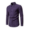 thumbnail image 2 of Fashnice Chemise Homme Col à Revers Chemises Boutonnées Coupe Régulière Tunique de Vacances Violet TG, 2 of 9