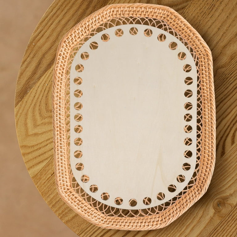 4Pcs Crochet Baskets Wooden Basket Bottoms Oval/Round Shape Wood Basket  Bases for Crocheting