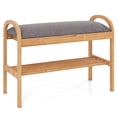 thumbnail image 1 of Costway Bamboo Entryway Shoe Bench 2-Tier Shoe Rack with Flip Top Storage for Hallway, 1 of 10
