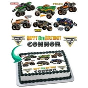 Monster Truck, Monster Jam, Grave Digger Edible Cake Image Topper Personalized Birthday Party 1/4 Sheet (8"x10.5")
