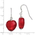 thumbnail image 3 of Sterling Silver Red Murano Glass Heart Dangle Earrings (38 X 17) Made In India qe2873, 3 of 5