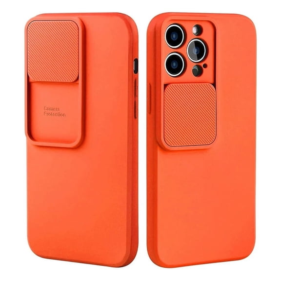 Slide Camera Lens Protection Phone Case For IPhone 15 Pro Max Soft Liquid Silicone Shockproof Cover