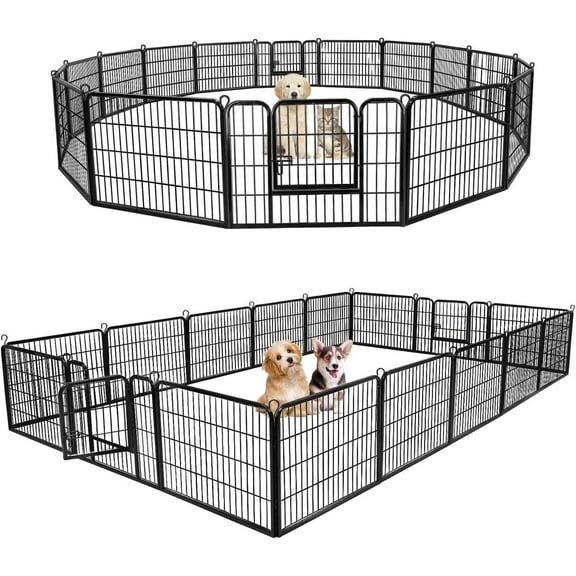 DEXS Dog Playpen with 16 Panels, 24 Inch Height, Foldable and Detachable Design for Ultimate Portability, Ideal for Yard, RV, and Camping Use, Sturdy Dog Fence to Keep Pets Safe and Contained