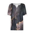 thumbnail image 6 of JTZGDY Western Shirts for Women Loose Fit Casual Vintage Floral Printed Summer 3/4 Smoked Cuff Sleeve Button V Neck Henley Tops Khaki#03 L, 6 of 8