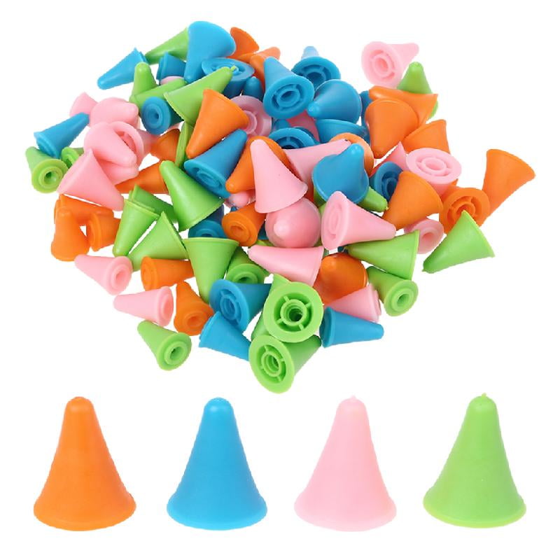 Vkospy 20pcs/Set Rubber Cone Shape Knit Knitting Needles Cap Tips Point Protectors Craft Sewing Needlework Accessories Random Color 