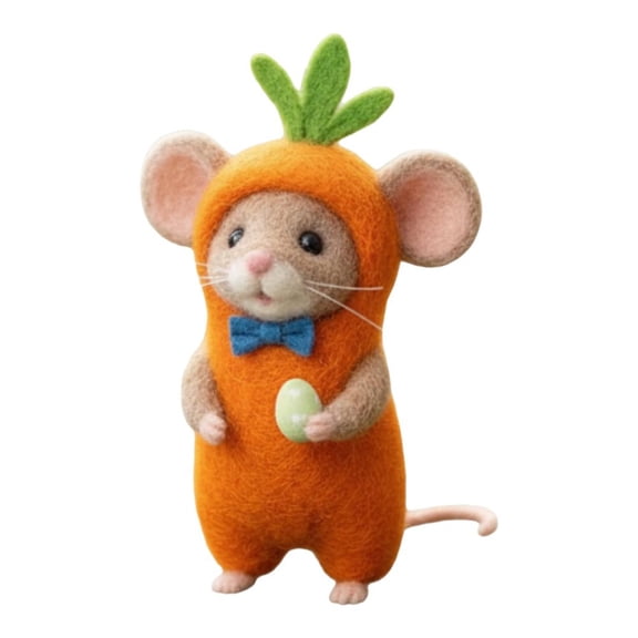 Easter Mouse Figurine – Handmade Spring Decoration with Egg, Flower, Chick or Carrot Design