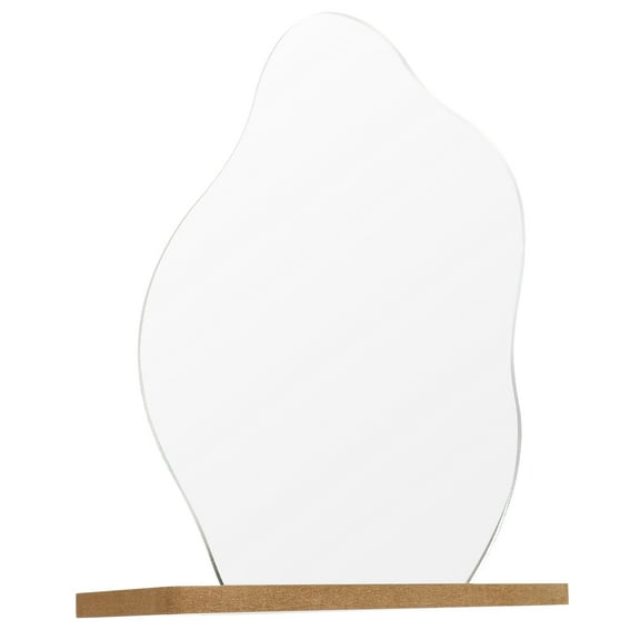 FENGGUIQU Acrylic Table Mirror with Wooden Stand Portable Makeup Mirror for Home Decor