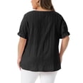 thumbnail image 3 of Agnes Orinda Women's Plus Size Easter Top Square Neck Ruffle Sleeve Pleated Front Hollow Summer Casual Blouse 2X Black, 3 of 6