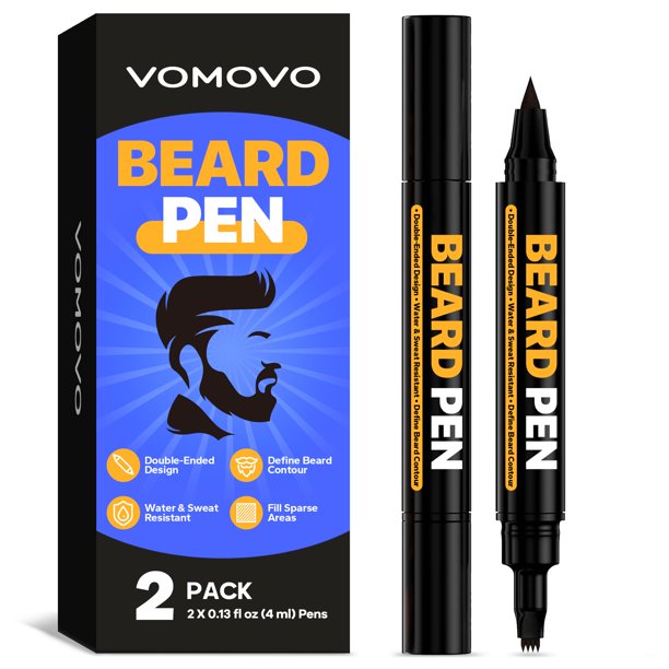 Rotulador para barba Vomovo, negro, impermeable, 4 ml, paquete de 2 unidades para hombre