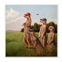 The Stupell Home Decor Collection Meerkats Playing Golf in Hats and Sunglasses Painting Wall Plaque Art, 12 x 12