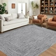 thumbnail image 2 of Large Area Rug 8x10ft – Washable Soft Non-Slip Low Pile Carpet with Braided Vintage Printed Design, Neutral Gray – Stain-Resistant Rug for Living Room and Dining Room, 2 of 7