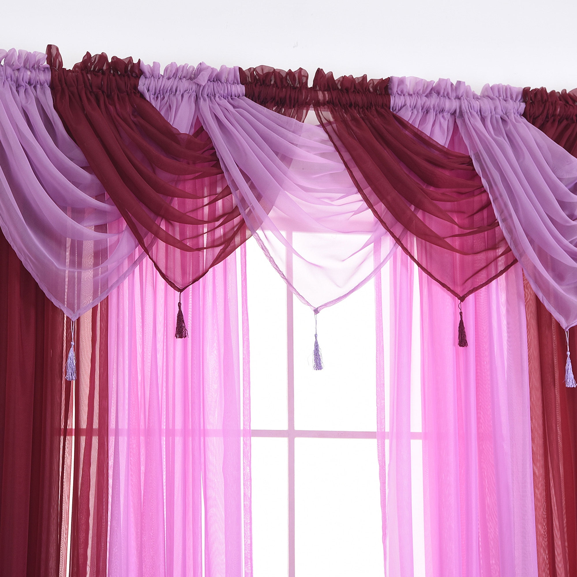 CUH Voile Sheer Rod Pocket Curtain Panel Drape Scarf Valance, Swag